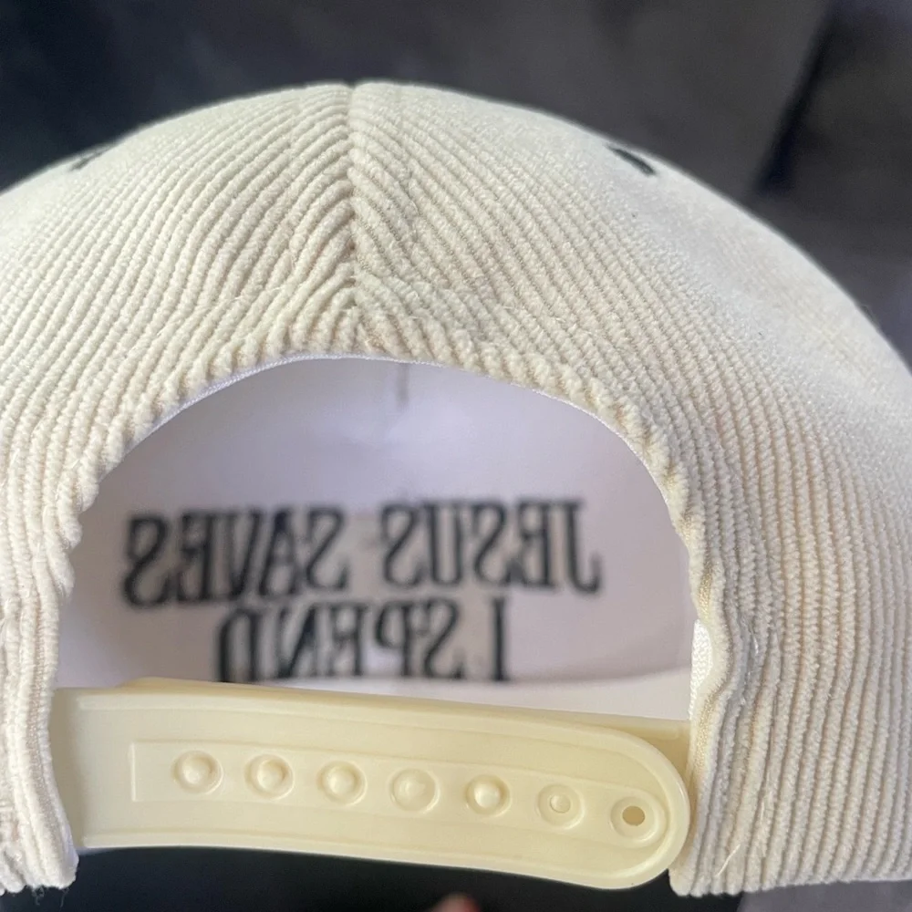 Classic Two-Tone 'Jesus Saves I Spend' Baseball Cap - Black & Cream